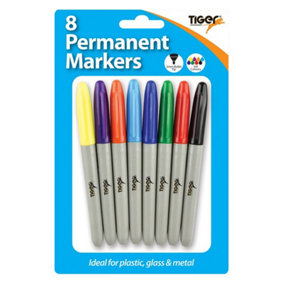 Tiger Stationery Permanent Marker (Pack of 8) Multicoloured (One Size)