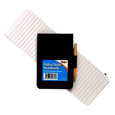 Tiger Stationery Police Style Notebook Black (Pack of 12)