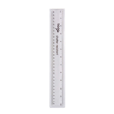 Tiger Stationery Transparent Plastic Rulers (Pack of 12) Clear (15cm)