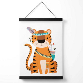 Tiger Tribal Animal Medium Poster with Black Hanger