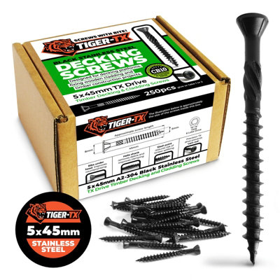 Tiger-TX Premium Black Stainless Steel Decking and Cladding Screws ...
