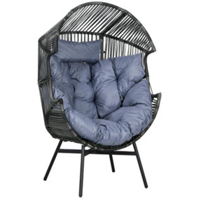 Tiki Egg Chair Wicker Outdoor Grey