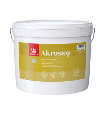 Tikkurila Akrostop Sealing Primer - Stain-Blocking Primer For Interior Walls & Ceilings (Water-Based) - 10 Litres