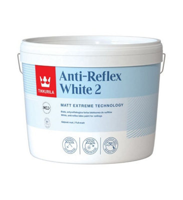 TIKKURILA Anti Reflex 2 - Flat Matt, High-Opacity, Ceiling Paint - Zero Flash - 10 litre