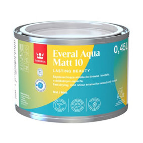 Tikkurila Everal Aqua 10 - Matt Paint For Wood & Metal - Fast Drying Acrylic Enamel - 0.5 Litres