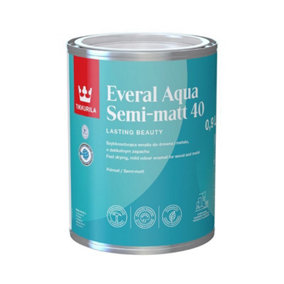 Tikkurila Everal Aqua 40 - Semi-Gloss Paint For Wood & Metal - Fast Drying Acrylic Enamel - 1 Litre