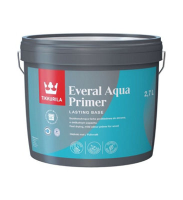 Tikkurila Everal Aqua Primer - Undercoat Paint For Wood & Metal - Fast Drying & Heat Resistant - 3 Litres