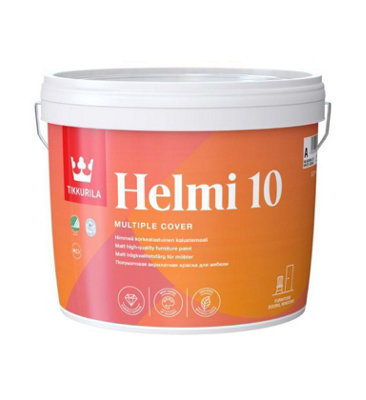 Tikkurila Helmi 10 - High Performance Matt Paint For Furniture & Wood (Water-Based & Ultra Low VOC) - 3 Litres