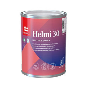 Tikkurila Helmi 30 - High Performance Semi Matt Satin Paint For Furniture & Wood (Water-Based And Ultra Low VOC) - 1 Litre