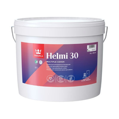 Tikkurila Helmi 30 - High Performance Semi Matt Satin Paint For Furniture & Wood (Water-Based And Ultra Low VOC) - 10 Litres