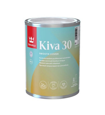 Tikkurila Kiva 30 - Semi-Matt Lacquer For Wooden Furniture, Trim, Doors & Windows - 1 Litre