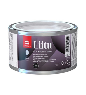 Tikkurila Liitu - Matt Blackboard Paint For Walls & Furniture - Black - Water-Based - 0.33 Litre