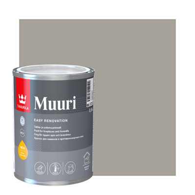 TIKKURILA Muuri - Heat-Resistant Paint For Interior Fireplaces & Firewalls (Water-Based) - 1 Litre - Calcite K487