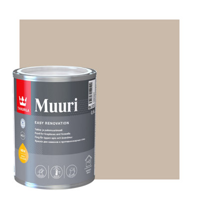 TIKKURILA Muuri - Heat-Resistant Paint For Interior Fireplaces & Firewalls (Water-Based) - 1 Litre - Castle J484