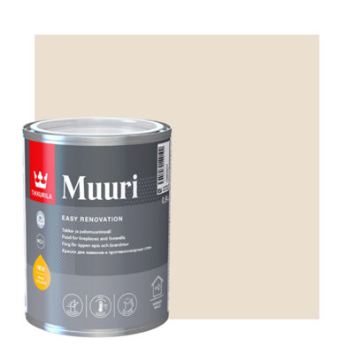 TIKKURILA Muuri - Heat-Resistant Paint For Interior Fireplaces & Firewalls (Water-Based) - 1 Litre - Chai H459