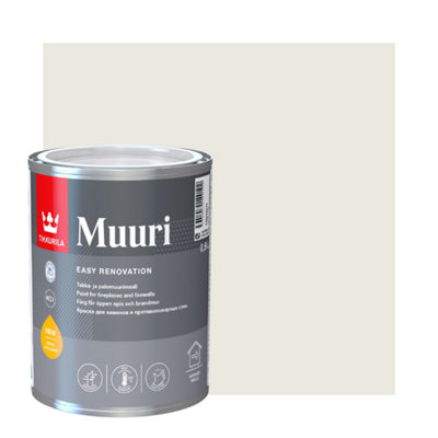 TIKKURILA Muuri - Heat-Resistant Paint For Interior Fireplaces & Firewalls (Water-Based) - 1 Litre - Chalk F484