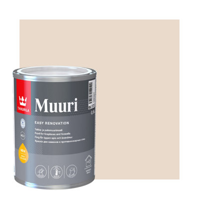 TIKKURILA Muuri - Heat-Resistant Paint For Interior Fireplaces & Firewalls (Water-Based) - 1 Litre - Champignon G467