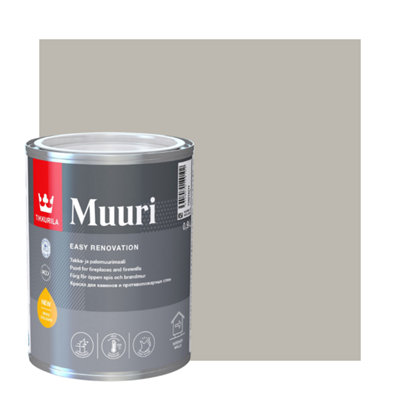 TIKKURILA Muuri - Heat-Resistant Paint For Interior Fireplaces & Firewalls (Water-Based) - 1 Litre - Cloister V487