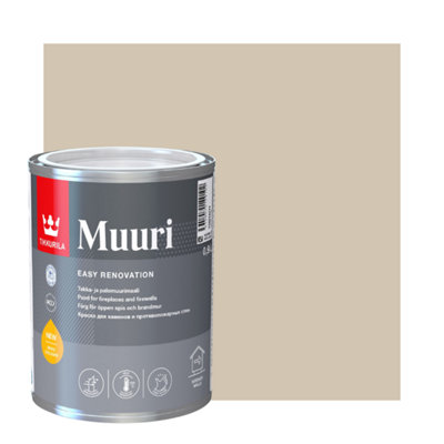 TIKKURILA Muuri - Heat-Resistant Paint For Interior Fireplaces & Firewalls (Water-Based) - 1 Litre - Dream X459