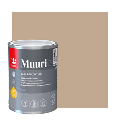 TIKKURILA Muuri - Heat-Resistant Paint For Interior Fireplaces & Firewalls (Water-Based) - 1 Litre - Lama V466
