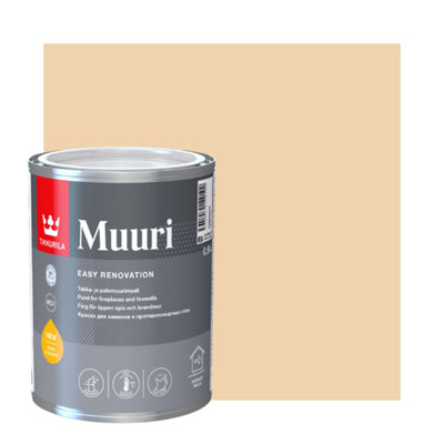 TIKKURILA Muuri - Heat-Resistant Paint For Interior Fireplaces & Firewalls (Water-Based) - 1 Litre - Oats H398