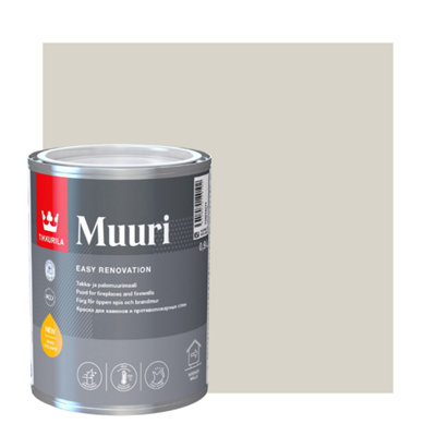 TIKKURILA Muuri - Heat-Resistant Paint For Interior Fireplaces & Firewalls (Water-Based) - 1 Litre - Piazza Y487
