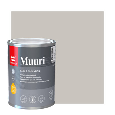 TIKKURILA Muuri - Heat-Resistant Paint For Interior Fireplaces & Firewalls (Water-Based) - 1 Litre - Plaster X487