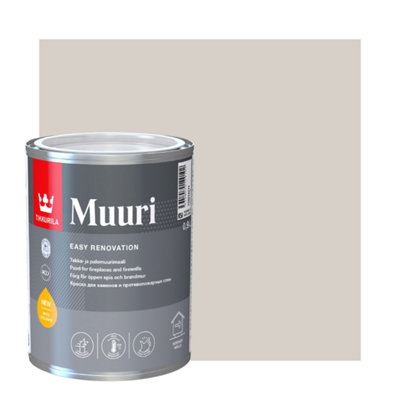 TIKKURILA Muuri - Heat-Resistant Paint For Interior Fireplaces & Firewalls (Water-Based) - 1 Litre - Tailwind G486