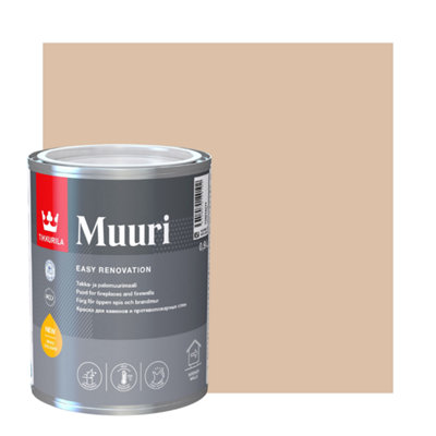 TIKKURILA Muuri - Heat-Resistant Paint For Interior Fireplaces & Firewalls (Water-Based) - 1 Litre - Weekend H462