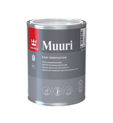 TIKKURILA Muuri - Heat-Resistant Paint For Interior Fireplaces u0026 Firewalls ( Water-Based) - 1 Litre | DIY at Bu0026Q