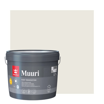 TIKKURILA Muuri - Heat-Resistant Paint For Interior Fireplaces & Firewalls (Water-Based) - 3 Litres - Chalk F484
