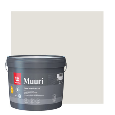 TIKKURILA Muuri - Heat-Resistant Paint For Interior Fireplaces & Firewalls (Water-Based) - 3 Litres - Kaolin H497