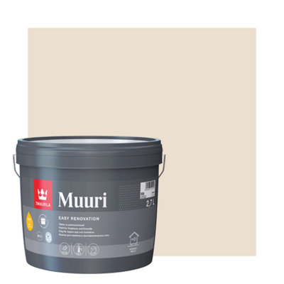 TIKKURILA Muuri - Heat-Resistant Paint For Interior Fireplaces & Firewalls (Water-Based) - 3 Litres - Parchment F466
