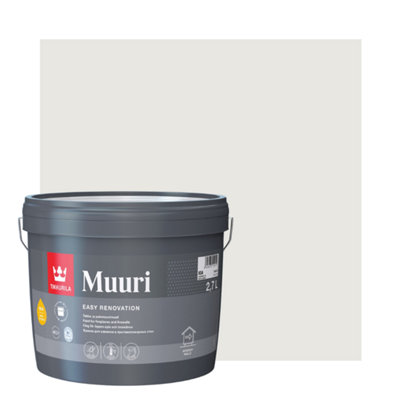 TIKKURILA Muuri - Heat-Resistant Paint For Interior Fireplaces & Firewalls (Water-Based) - 3 Litres - Steam G497