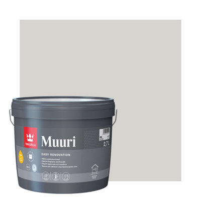 TIKKURILA Muuri - Heat-Resistant Paint For Interior Fireplaces & Firewalls (Water-Based) - 3 Litres - Tikkurila Grey Tikh