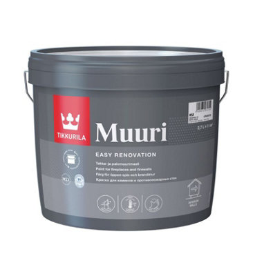 TIKKURILA Muuri - Heat-Resistant Paint For Interior Fireplaces & Firewalls (Water-Based) - 3 Litres