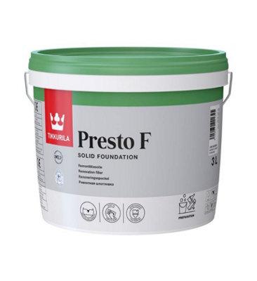 Tikkurila Presto F - Ready Mixed Renovation Filler For Walls & Ceilings (Pre-Painting Treatment) - 3 Litres