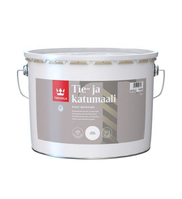 Tikkurila Road Marking Paint - Fast-Drying Paint For Asphalt & Bitumen (Water-Based) - White - 10 Litres