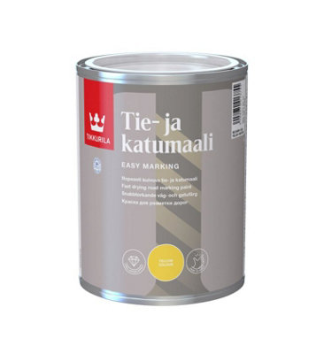 Tikkurila Road Marking Paint - Fast-Drying Paint For Asphalt & Bitumen (Water-Based) - Yellow - 1 Litre