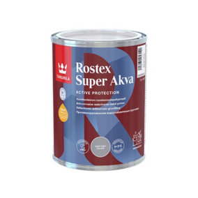 Tikkurila Rostex Super Akva - Water-Based, Anti-Corrosive Primer For Metal Surfaces (Dark Grey) - 1 Litre