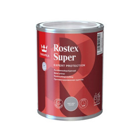 Tikkurila Rostex Super Metal Primer - Solvent-Based, Anti-Corrosive Primer For Metal Surfaces (Grey) - 1 Litre