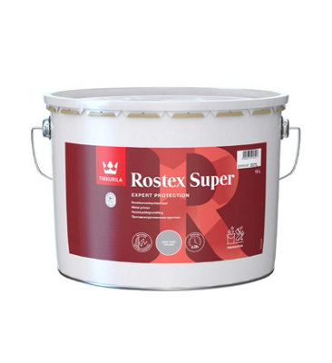 Tikkurila Rostex Super Metal Primer - Solvent-Based, Anti-Corrosive Primer For Metal Surfaces (Grey) - 10 Litres