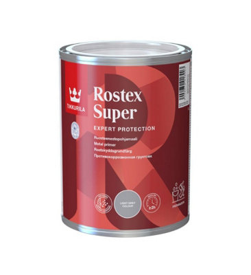 Tikkurila Rostex Super Metal Primer - Solvent-Based, Anti-Corrosive Primer For Metal Surfaces (Red) - 1 Litre