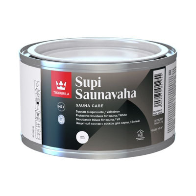 Tikkurila Supi Sauna Wax - Wax For Wooden Sauna Surfaces (Contains Natural Wax) - White - 0.33 Litres
