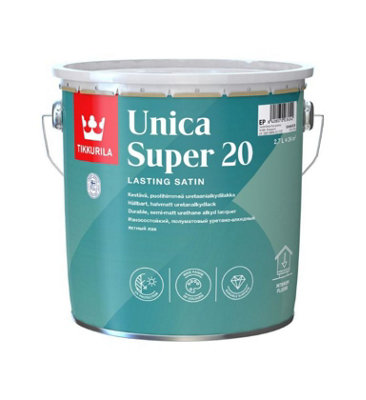 Tikkurila Unica Super 20 - Hard-Wearing, Semi-Matt, Urethane Wood Lacquer For Interior & Exterior - 3 Litres