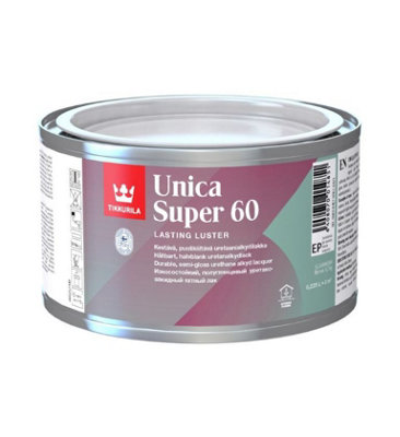 Tikkurila Unica Super 60 - Hard-Wearing, Semi-Gloss, Urethane Wood Lacquer For Interior & Exterior - 0.25 Litres