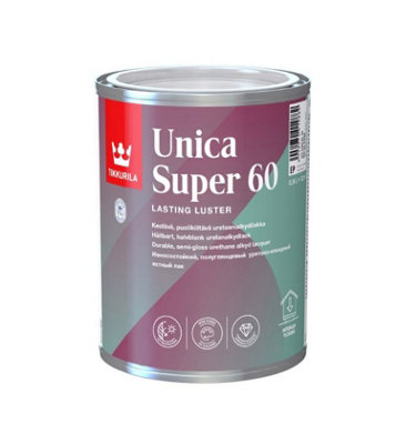 Tikkurila Unica Super 60 - Hard-Wearing, Semi-Gloss, Urethane Wood Lacquer For Interior & Exterior - 1 Litre