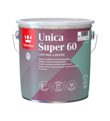 Tikkurila Unica Super 60 - Hard-Wearing, Semi-Gloss, Urethane Wood Lacquer For Interior & Exterior - 3 Litres