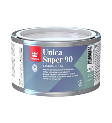 Tikkurila Unica Super 90 - Hard-Wearing, Full Gloss, Urethane Wood Lacquer For Interior & Exterior - 0.25 Litres