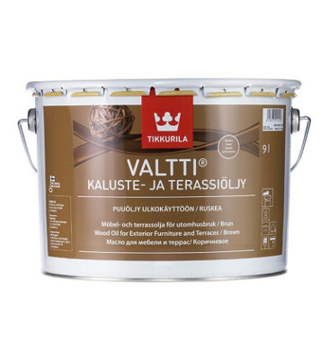 Tikkurila Valtti Furniture & Decking Oil - UV & Weather-Resistant - Black (Solvent-Based) - 10 Litres